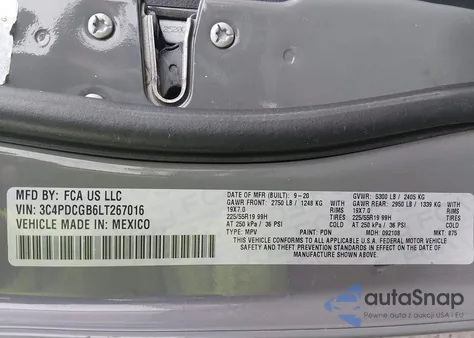 2020 Dodge Journey Crossroad from USA, damaged, VIN 3C4PDCGB6LT267016